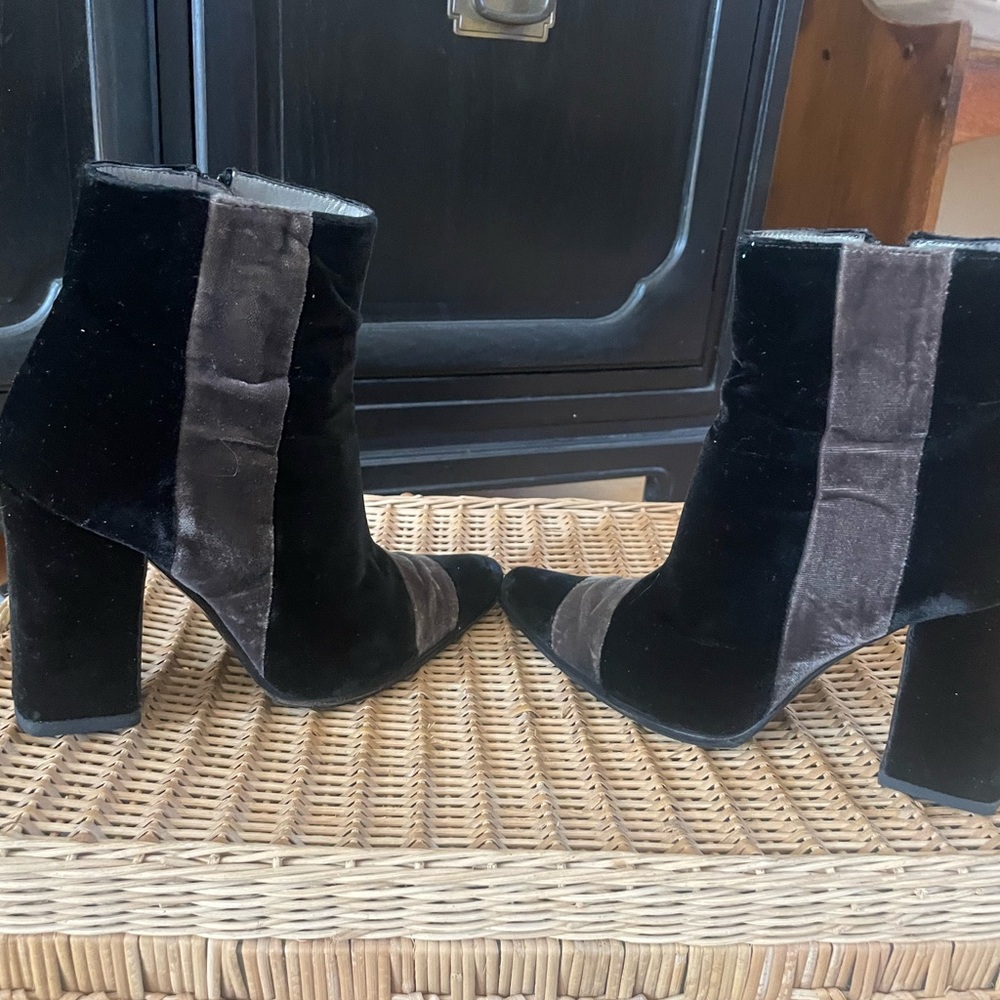 Vintage PRADA Velvet Ankle Boots SIZE 35.5 EU colorblock
